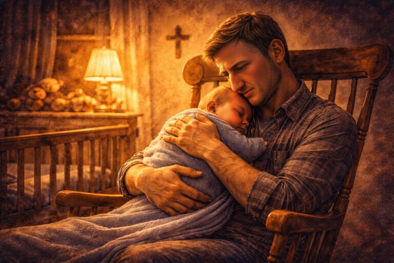 Featured Image for When the Noise Is Loud, Listen for God. It's my Dad, Hugee Vidrine listening to God while rocking me as a baby.