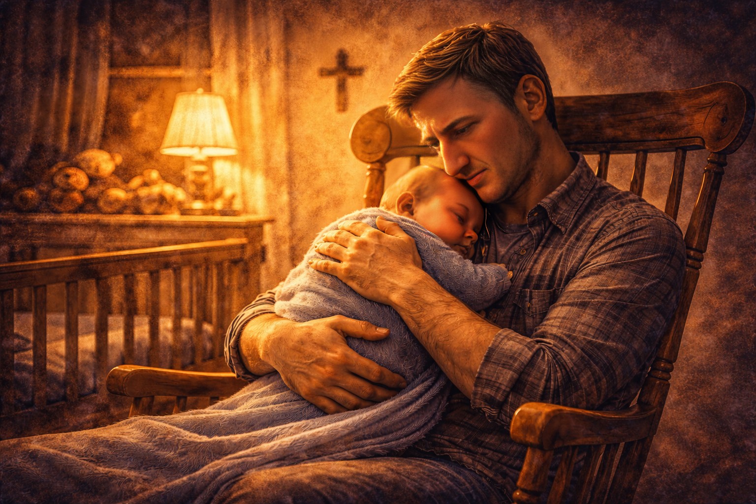 Featured Image for When the Noise Is Loud, Listen for God. It's my Dad, Hugee Vidrine listening to God while rocking me as a baby.